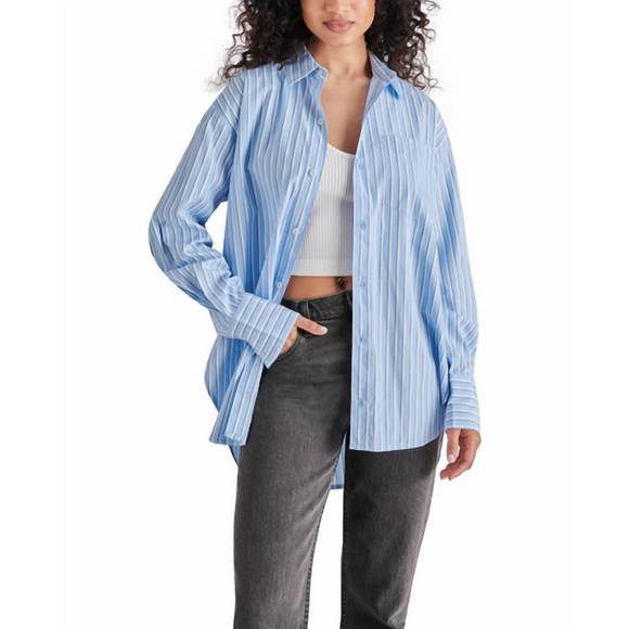 NEW STEVE MADDEN autumn button down top in light blue - Picture 1 of 3